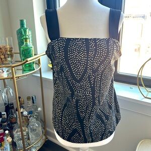 Crystal black / silver tank top with wide straps